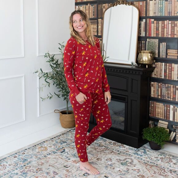KYTE Womens Jogger Pajama Set Harry Potter Griffindor Print Red XL - Picture 1 of 9